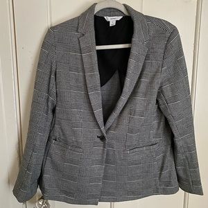 Old Navy Black/White Plaid Patterned Blazer Size Medium